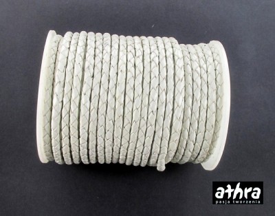 Rzemień naturalny, pleciony, WHITE40