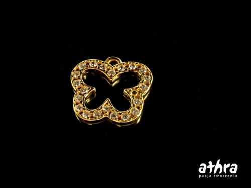 www_athra_pl_SM3521-1/D srebrny motyl pozłacany z cyrkoniami z jednym kółeczkiem do podwieszania