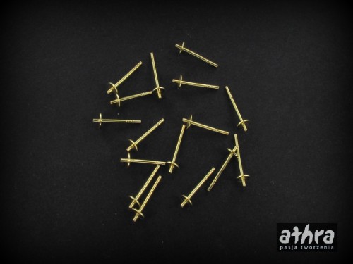 kolczyk srebrny pozłacany stecker płaski z bolcem 4mm próba ag 925