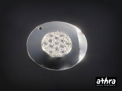 Zawieszka laserowo wycinana, z cyrkoniami, rodowana, ALEN21/R