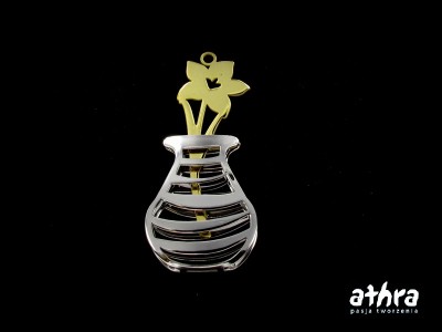 Wazon z kwiatkiem, laserowo wycinane elementy, KC839/020/R