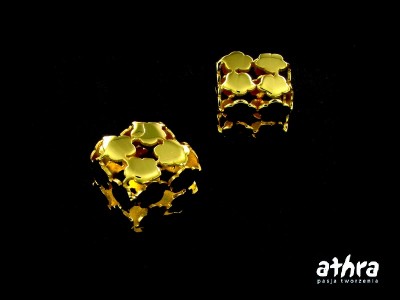 Kostka ażurowa, pozłacana 10x10mm, ORP600/04/SL/D