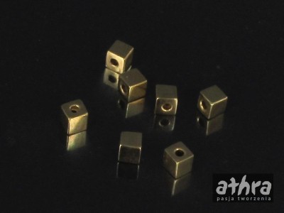 Kostka gładka, POZŁACANA 4x4mm, KG4X4/D