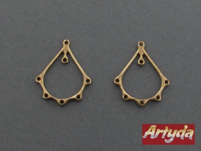 Baza z mosiądzu do kolczyka w formie łezki na 6 kamieni, BK43/M