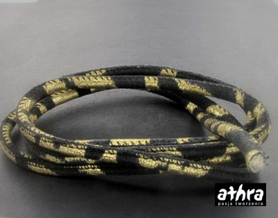 Rzemień naturalny 4,0 mm, GOLD +  BLACK