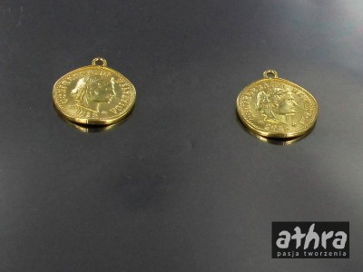Zawieszka srebrna, moneta, pozłacana,ZL385/16/D