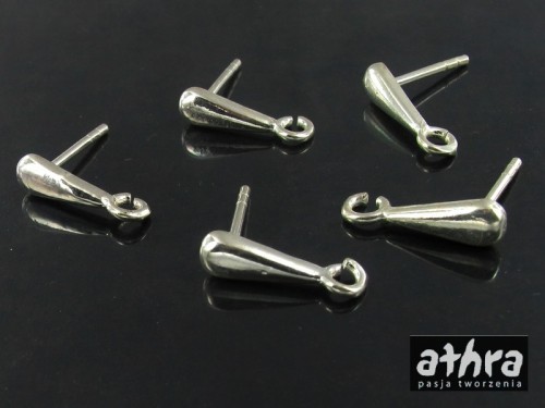 srebrny kolczyk ze sztyftem wykrzyknik z kółkiem otwartym do podwieszania próba ag 925