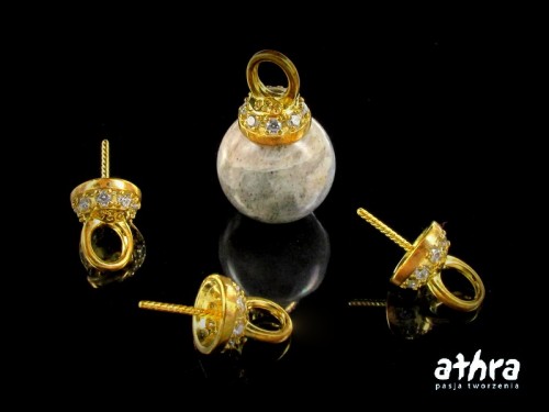 www_athra_pl_CZAPC8/D  srebrna zawieszka pozłacana z cyrkoniami pod kulkę 8mm próba ag 925