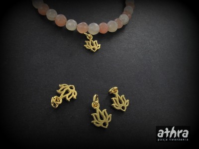 Zawieszka srebrna, pozłacana,kwiat lotosu mały, ZL163/D