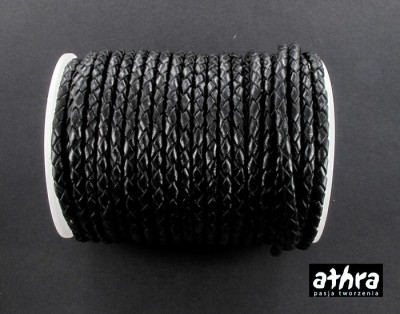 Rzemień naturalny, pleciony, BLACKP40