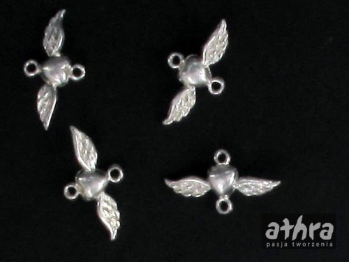 www_athra_pl_WING2 skrzydło  srebrne Ag z dwoma kółeczkami do bransoletki