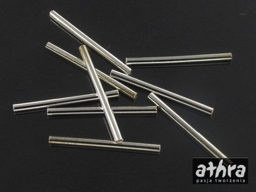 rurka prosta z mosiądzu posrebrzana otwór 2mm długość 1,5cm