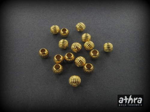 www_athra_pl_P2R4/D srebrna kulka ryflowana pozłacana 4,0mm próba ag 925