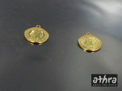 Zawieszka srebrna, moneta, pozłacana,ZL385/18/D