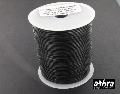 Rzemień skórzany 1,0mm, czarny, lakierowany, BLACK10/100