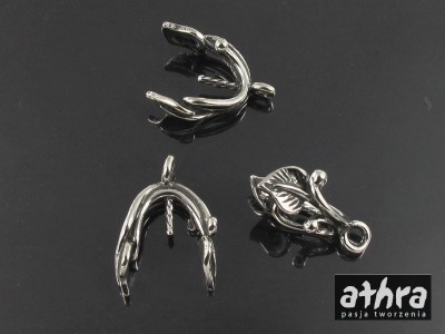 Zawieszka do wisiora listek z bolcem, oksydowana, ZWB2068/O