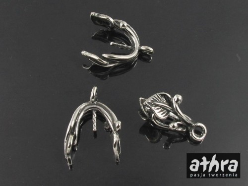 www_athra_ZWB2068/O Srebrna zawieszka oksydowana listek z bolcem próba ag 925