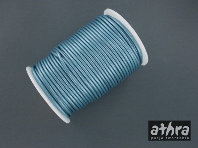 Rzemień skórzany 3,0mm,lakierowany, BLUE METALLIC30