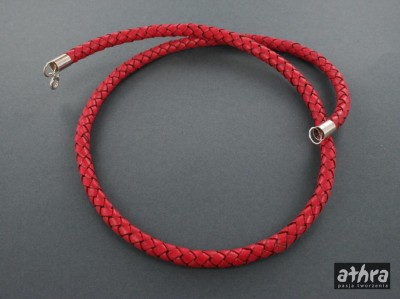 Rzemień pleciony, czerwony, obroża 60cm