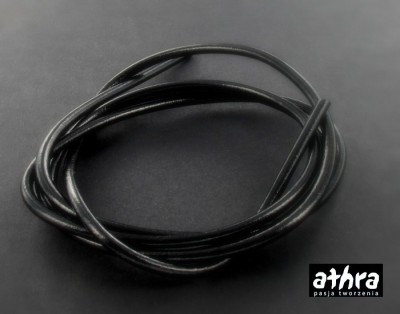 Rzemień skórzany 2,5 mm, czarny, lakierowany, 1 metr