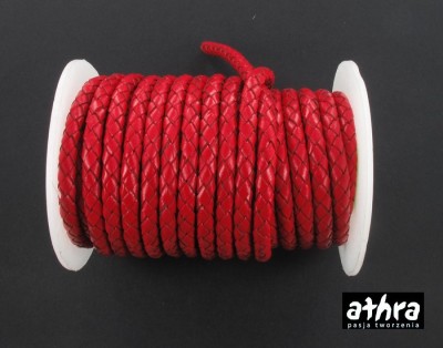 Rzemień naturalny, pleciony, RED60