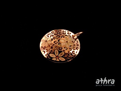 Zawieszka laserowo wycinana, przestrzenna,  w kolorze różowego złota, LS178/15/RZ