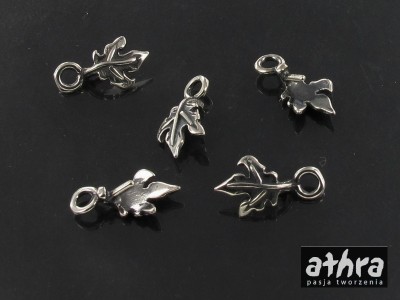 Zawieszka do wisiorka klon z bolcem, oksydowana, ZWB2067/O