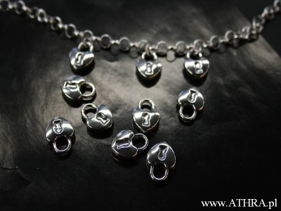 Przywieszka serce-kłódka, oksydowana, TR10659/O