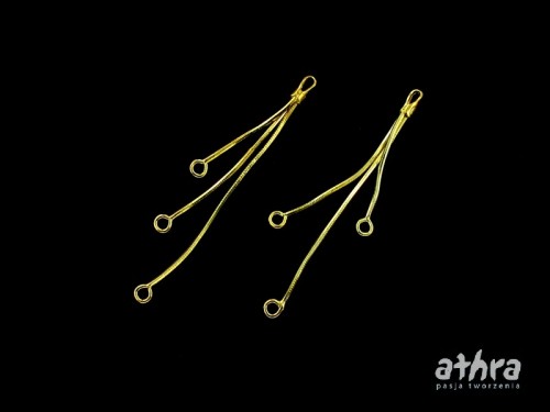 www_athra_pl_PEZ45/3K/D srebrna pozłacana baza trzech łańcuszków z kółkami do kolczyka  próba ag 925