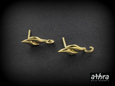 Zapięcie kolczyka ze sztyftem, podwójna fala, pozłacane SZT73/D