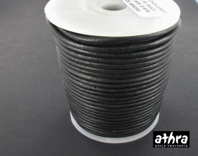 Rzemień skórzany 4,0mm, czarny, lakierowany, BLACK40/50