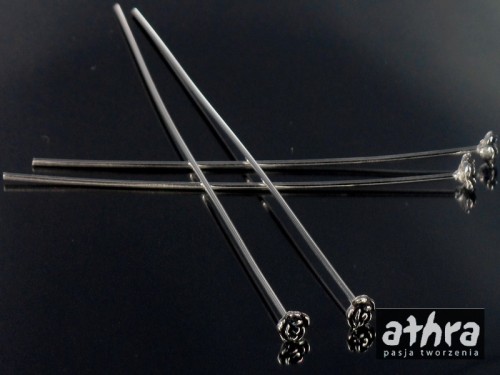 półfabrykaty ag szpilka z różą oksydowana 5 cm długości