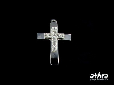 Zawieszka laserowo wycinana, z cyrkoniami, rodowana, ALEN22/R