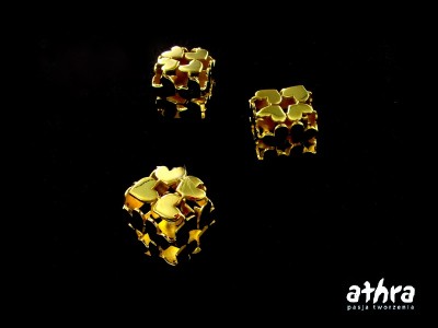 Kostka ażurowa, pozłacana 10x10mm, ORP600/01/D