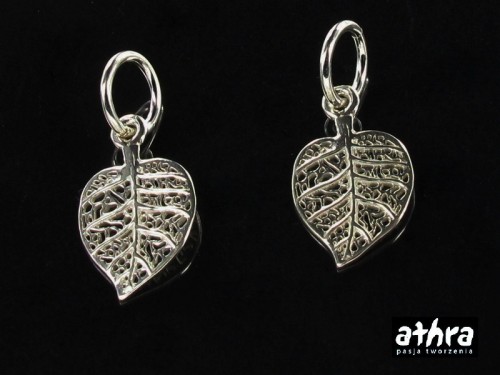 srebrna zawieszka listek próba ag 925