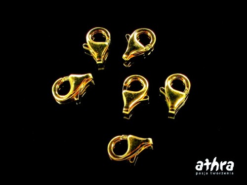 zapięcie srebrne pozłacane typu karabińczyk próba ag 925