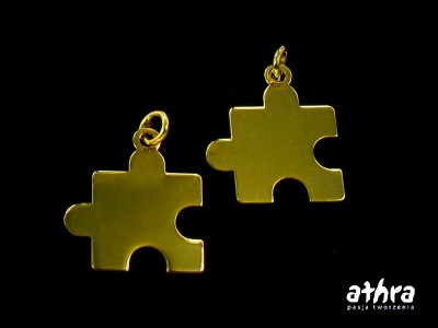 Zawieszka laserowo wycinana, pozłacana, puzzel, LS169/D