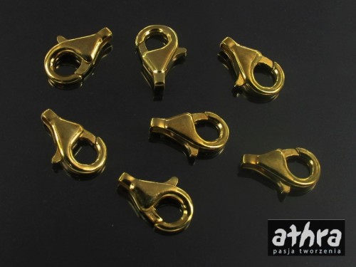 zapięcie srebrne pozłacane typu karabińczyk próba ag 925