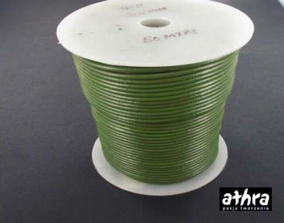 Rzemień skórzany 2,5mm, zielony, szpula