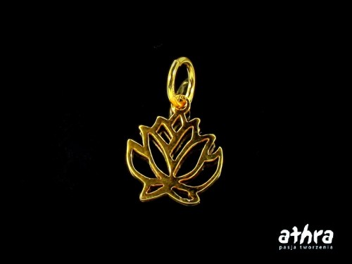 elementy srebrne próba 925 zawieszka pozłacana kwiat Lotosu