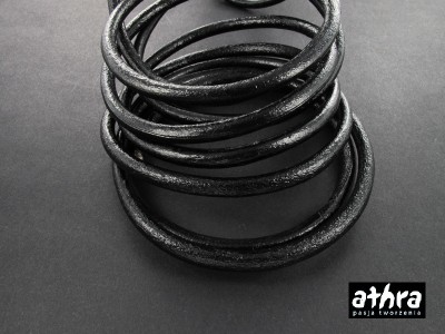 Rzemień skórzany 5,0mm, czarny, lakierowany, metraż, BLACK050