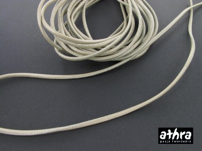 Rzemień naturalny, kremowy, szyty, 3 mm, RZEM205