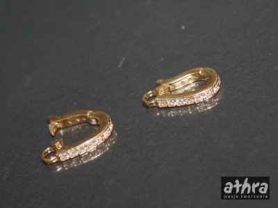 Zapięcie na zatrzask ozdobne z cyrkoniami, pozłacane, Z18X15/D