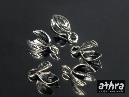 www_athra_pl_ZWB154/O srebrna zawieszka oksydowana listek z bolcem próba ag 925