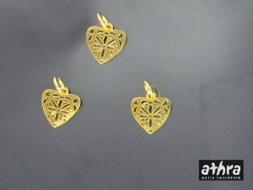 www_athra_pl ZL196/D elementy srebrne pozłacane przywieszka serce ażurowe