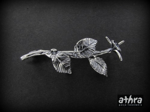 broszka srebrna oksydowana kwiat z bolcem próba ag 925