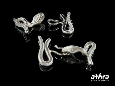 Zapięcie ozdobne, wąż, satynowane, rodowane, SG12S/R